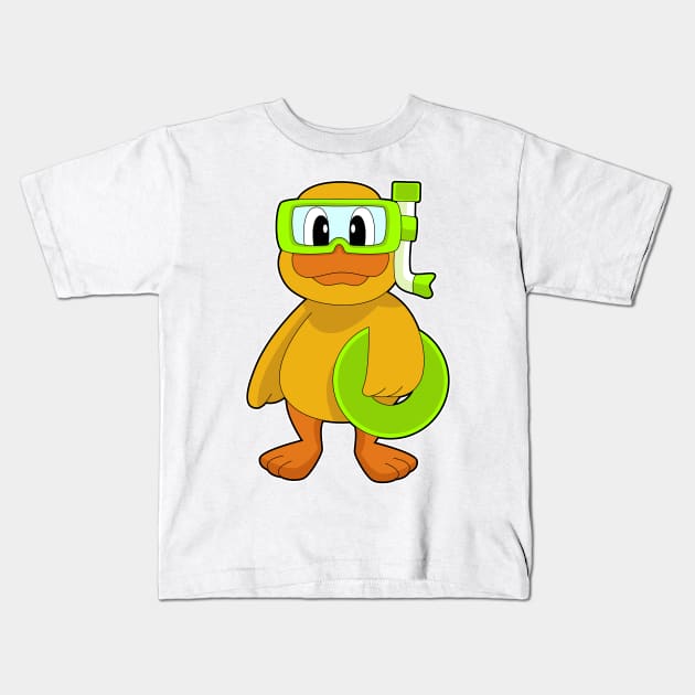 Duck Swimming Snorkel Kids T-Shirt by Markus Schnabel